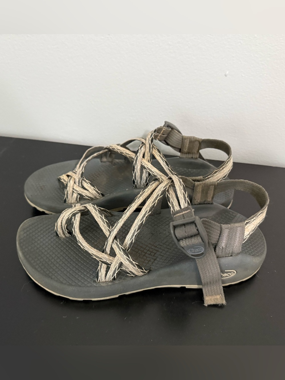 Chaco Sport Sandals in Gray and Cream